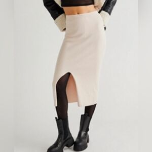 Free People Soft Ribbed Midi Skirt Pink